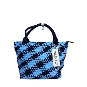 Wildfox Blue Woven Tote Bag Purse Handbag Carryall Beach Gym Shopper New